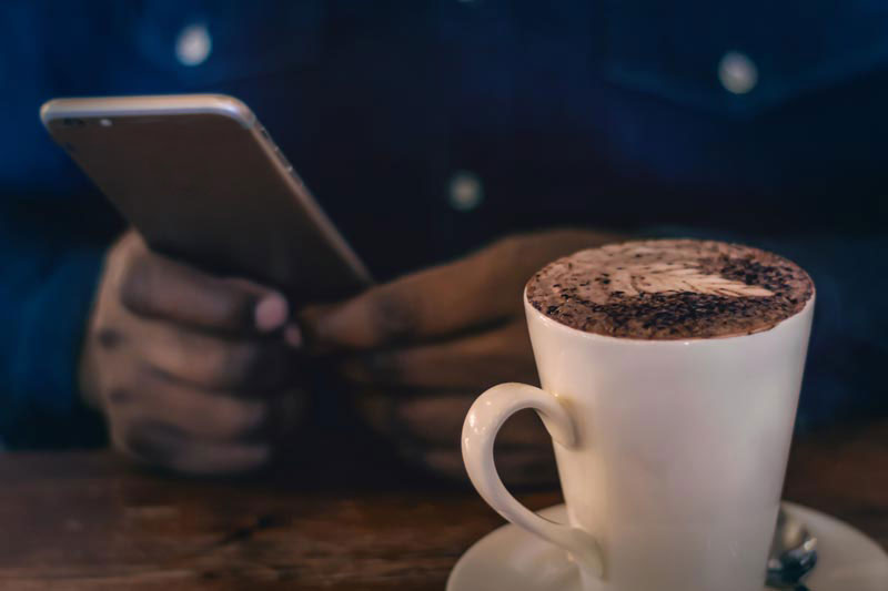 coffee and phone coffee and phone